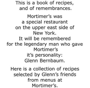 "Our Years At Mortimer's w/ Glenn Bernbaum" 1998 DUNNE, Dominick [foreword by]