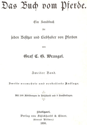 "Das Buch Vom Pferde: Volumes 1 & 2" 1890 WRANGEL, Graf CG