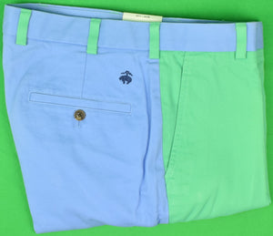 Brooks Brothers "346" Patch Panel Green/ Blue Chino Trousers Sz: 34W/ 32L (New w/ BB Tags!)