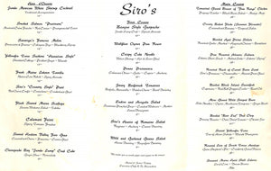 Siro's Restaurant Saratoga Springs, N.Y. Menu