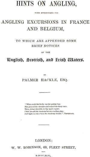 "Hints on Angling" HACKLE, Palmer
