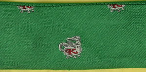 "The Andover Shop Kelly Green Silk D Ring Ribbon Belt w/ The Harvard Krokodiloes Logo" (SOLD)