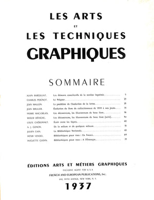 "Les Arts Et Les Techniques Graphiques" 1937