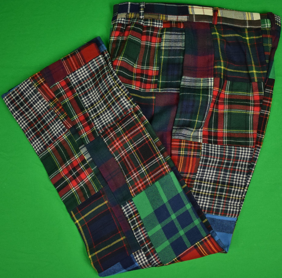 "Gokeys Patch Wool Tartan Trousers" Sz: 28