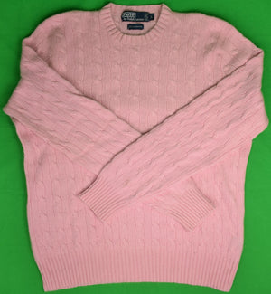 "Polo by Ralph Lauren 100% Cashmere Cable Crewneck Shell Pink Sweater" Sz: L