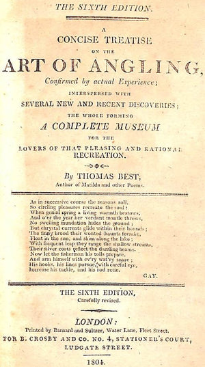 "Art Of Angling" 1804 BEST, Thomas