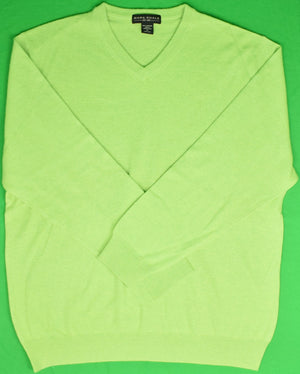 "Mark Shale 100% Cashmere Chartreuse V-Neck Sweater" Sz: XL