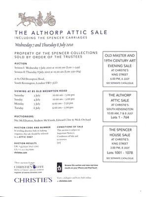 "The Althorp Attic Sale Including The Spencer Carriages" 2010 Christie's (SOLD)