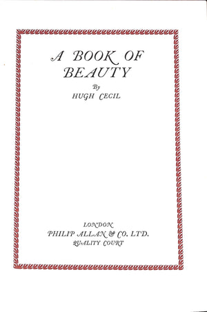 "A Book Of Beauty" CECIL, Hugh