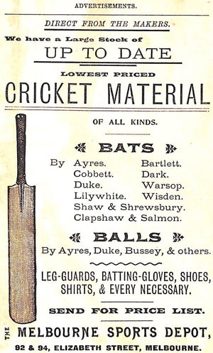 "With Bat & Ball Twenty-Five Years Reminiscences" 1898 GIFFEN, George