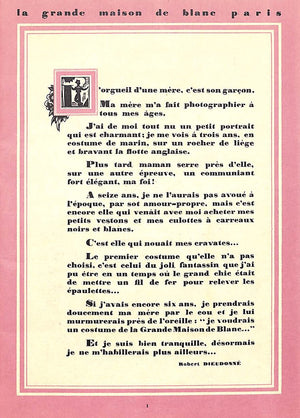 "La Grande Maison De Blanc Paris" 1930