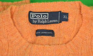 Polo Ralph Lauren Lambswool Orange Cable Crewneck Sz: XL