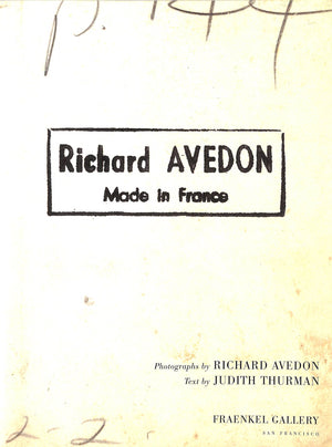 "Richard Avedon Made In France" THURMAN, Judith [text by]