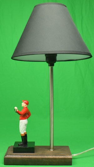 The "21" Club Red Jockey Table Lamp w/ Black Shade