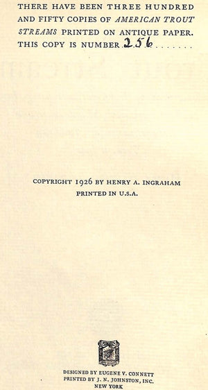 "American Trout Streams" 1926 INGRAHAM, Henry Andrews