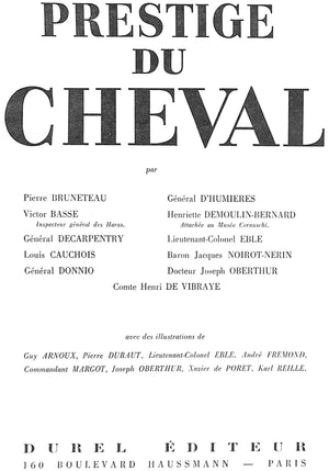 "Prestige Du Cheval" 1951 BRUNETEAU, Pierre & BASSE, Victor