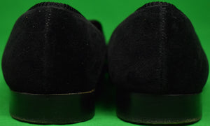 "Tricker's Of Jermyn Street Black Velvet Fox-Mask Slippers" Sz: 9.5 UK/ 10.5 US