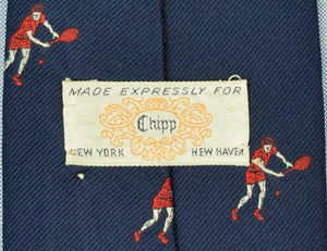 Chipp Navy Twill Club Tie w/ Red Tennis Player
