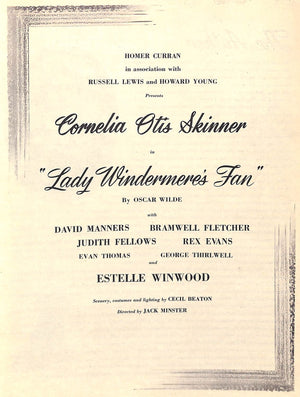 "Lady Windermere's Fan Theatre Programme" 1946 WILDE, Oscar