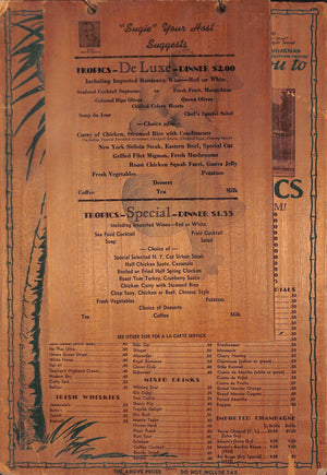 "Sugie" Of Hollywood & Beverly Hills The Tropics c1936 Menu