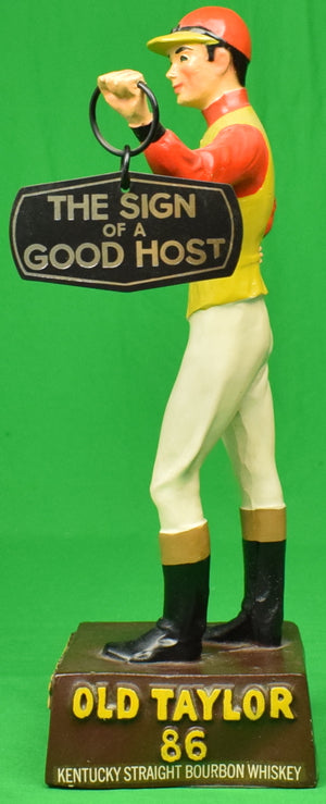 Old Taylor 86 Kentucky c1950s Jockey Mascot w/ The Sign Of A Good Host