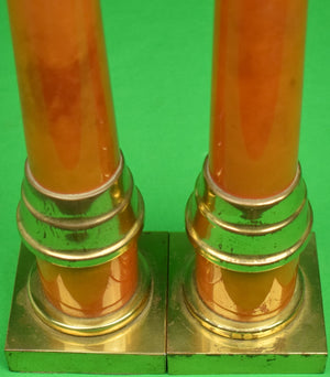 "Pair x Enrique Garcia Hand-Made In Columbia c1970s Brass Candlestick Holders"