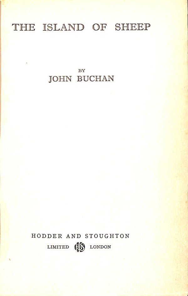 "The Island Of Sheep" 1936 BUCHAN, John