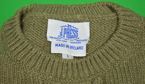"J. Press Olive 95% Wool/ 5% Cashmere Irish Cable Crew Neck Sweater" Sz: L (SOLD)