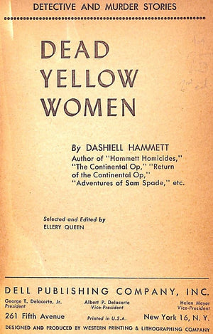 "Dead Yellow Women" 1947 HAMMETT, Dashiell