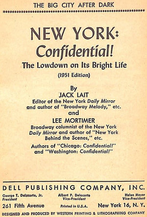 "New York: Confidential! The Lowdown On Its Bright Life" 1951 LAIT, Jack & MORTIMER, Lee