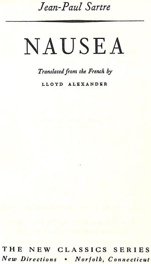 "Nausea" 1938 SARTRE, Jean-Paul (SOLD)