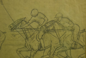 "Polo Match Pencil Drawing" by Kenneth Stevens MacIntire (1891-1979)