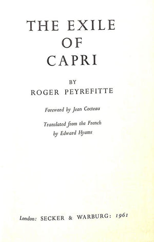 "The Exile Of Capri" 1961 PEYREFITTE, Roger (SOLD)