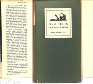 "Book Shops: How To Run Them" 1929 PARK, Ruth Brown