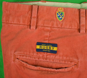 Rugby Ralph Lauren Coral Pinwale Cord Trousers w/ Heraldic Emblem Sz: 36" (SOLD)