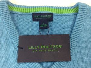 Lilly Pulitzer Light Blue V Neck 85% Cotton/ 15% Cashmere Sweater Sz: L (New w/ LP Tag!)