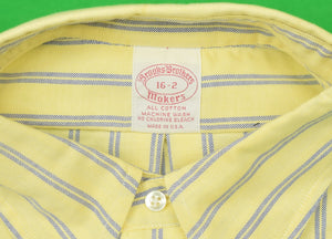 Brooks Brothers Yellow w/ Blue Track Stripe OCBD Shirt Sz 16-2