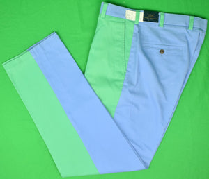 Brooks Brothers "346" Patch Panel Green/ Blue Chino Trousers Sz: 34W/ 32L (New w/ BB Tags!)
