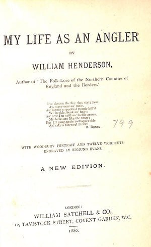 "My Life As An Angler" 1880 HENDERSON, William