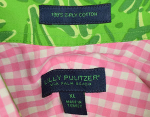 "Lilly Pulitzer Pink Gingham Check Sport Shirt" Sz: XL (New w/o Tag!)