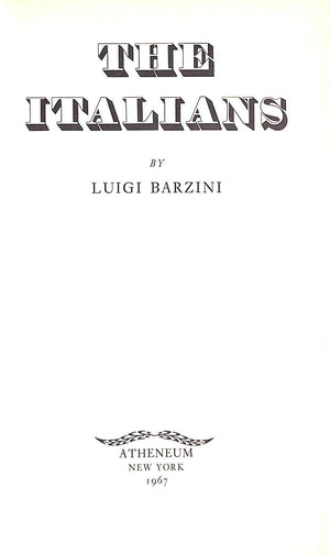 "The Italians" 1967 BARZINI, Luigi
