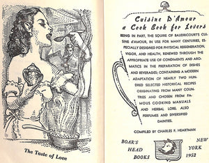 "Cuisine D'Amour: A Cook Book For Lovers" 1952 HEARTMAN, Charles