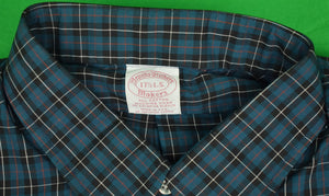 "Brooks Brothers Tartan Plaid Poplin Spt Shirt Sz: 17-1/2 L.S. (Deadstock w/ Tag!)"
