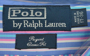 "Polo by Ralph Lauren Spread Collar Multi Stripe Blue Dress Shirt" Sz: 17-36 (New w/ RL Tag)