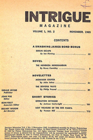 007 James Bond a Thriller by Ian Fleming Intrigue Magazine November 1965