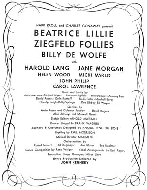 "Beatrice Lillie Ziegfeld Follies: Cast Program" KENNEDY, John [Directed by] (SOLD)