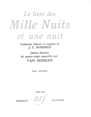 "Le Livre Des Mille Nuits Et Une Nuit" 1955 VAN DONGEN, Kees [illustree]