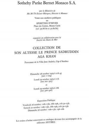 "Collection De Son Altesse Le Prince Sadruddin Aga Khan" 1979