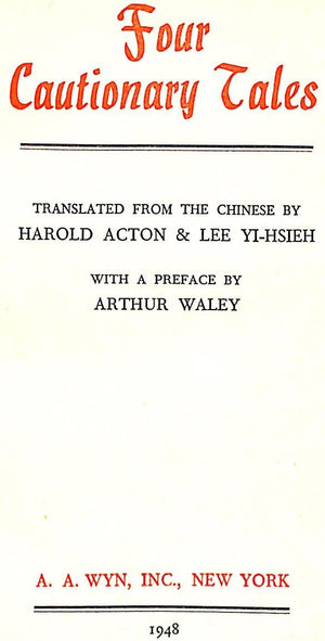 "Four Cautionary Tales" 1948 ACTON, Harold & YI-HSICH, Lee