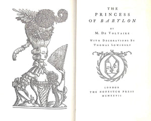 "The Princess Of Babylon" 1927 VOLTAIRE, M. De
